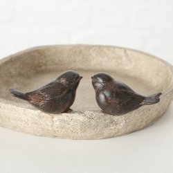 Fuglebad Fugle/Snegle Brun Polyresin 6x21 cm