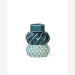 DOTTIR - SAMSURIUM lysestager i st. m/2 stk. Petrol &amp; Peacock