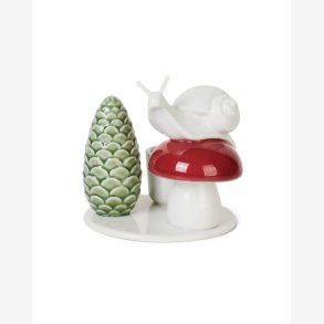 Dottir - Lysestage Winter Stories Snail and Mushroom H8,8xD9cm.
