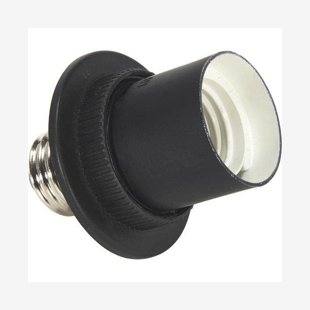 PR Home - Adapter m. sk�rmring E27 til E27 Sort