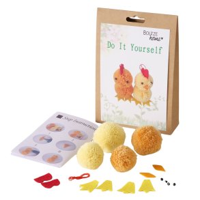 DIY Hobbys�t kyllinger Brun, Gul Pompomkugle, String 15x5x22 cm