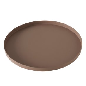 Rund Metal Bakke pulver lakeret Brun : 40 cm. 