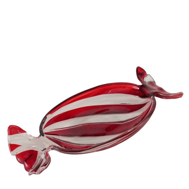 Juleskl Slikformet Rd/Hvid H: 4 B: 15,3 L: 34,5 cm Lakeret Glas 