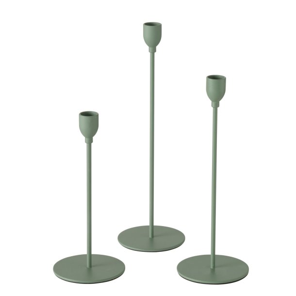 Lysestage St m/3 stk. H: 23-33 cm D: 10 cm Metal/Jern Grn