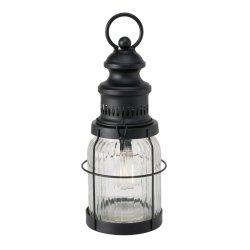 Staldlanterne t/Batteri m/Hank Inkl. prer H: 32 : 12 cm. Sort Glas/Jern