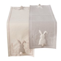 Bordl�ber med kanin Beige/Lysebrun Broderet, trykt, Bomuld, polyester 120x30 cm