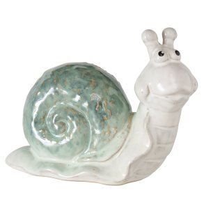 Sneglefigur i keramik gr�n L:19,5 B:9 H:14,8 cm
