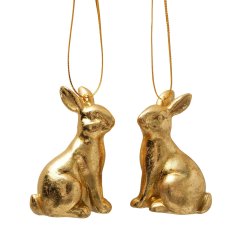 H�ngende kanin figur (leveres assorteret) guld polyresin B:3 H:6,5cm