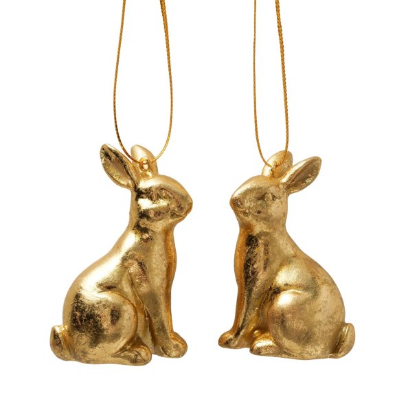 H�ngende kanin figur (leveres assorteret) guld polyresin B:3 H:6,5cm