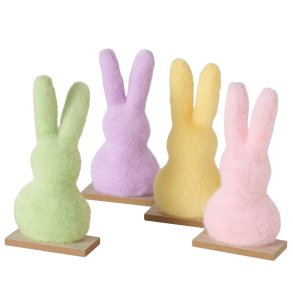 Kanin figur plys MDF/Polyester B:7 H:21,30 cm Lysegr�n, Lyser�d, Lilla, Gul