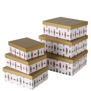 sker m/Nddeknkker motiv Guld/Hvid Papir/Pap - Flere Strrelser