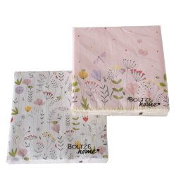 Servietter med blomster Sort, Lyser�d, Hvid 20 pcs.  (leveres assorteret) 16.5x16,5 cm