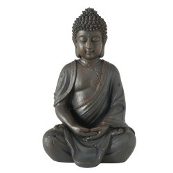Buddha Figur Siddende Brun H: 20 B: 13 D: 10 cm. Poly