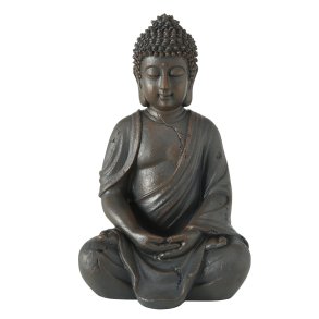 Buddha Figur Siddende Brun H: 20 B: 13 D: 10 cm. Poly