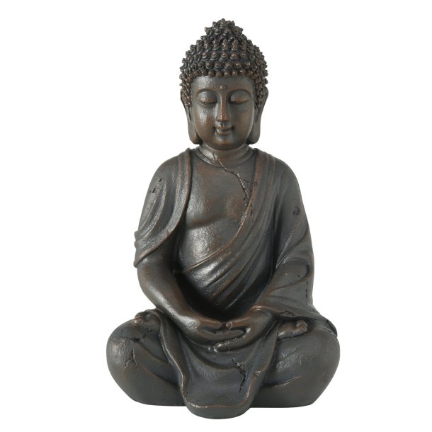 Buddha Figur Siddende Brun H: 20 B: 13 D: 10 cm. Poly