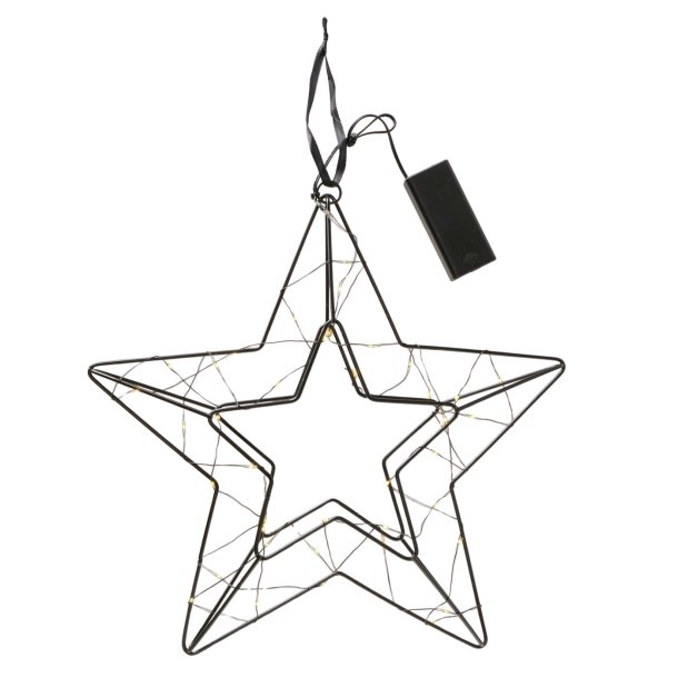 LED Batteri Stjerne B: 29,5 D: 6 cm Sort Metal 