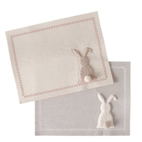 D�kserviet med kanin brun/hvid Bomuld, polyester 45x35x3cm