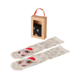 Julesokker 2 par Bjrn &amp; Hund Str. 35-38 Polyester, Elastan Sort/brun/cremehvid