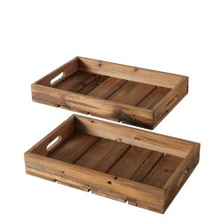 Serveringsbakke m/hndtag Fyr tr - 2 Strrelser