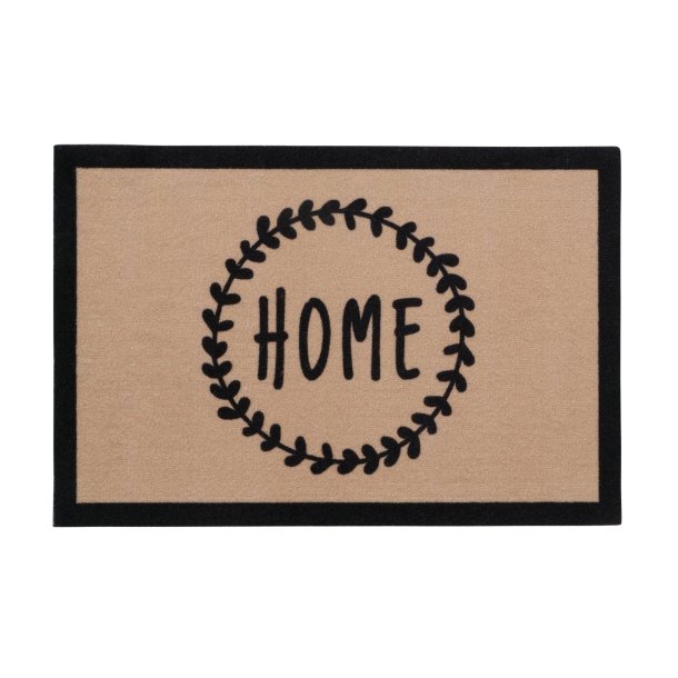 Drmtte "HOME" Beige/Sort 40x60cm. Polyamide