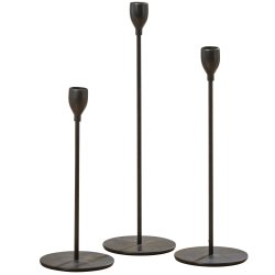 Lysestage St m/3 stk. Sort Jern/Metal H: 23-33 cm D: 10 cm