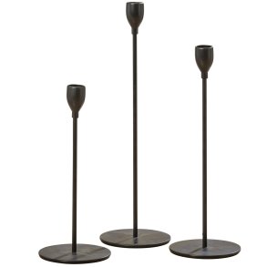 Lysestage St m/3 stk. Sort Jern/Metal H: 23-33 cm D: 10 cm