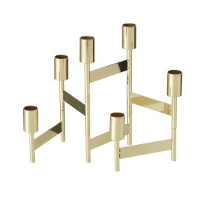Lysestage Guld H: 22 B: 3 L: 55 cm Metal/Jern Plads til 6 stearinlys