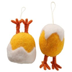 H�ngende fugleunge figur (leveres assorteret) Jern, polystyrenskum, uld H:9,5 D:6 cm