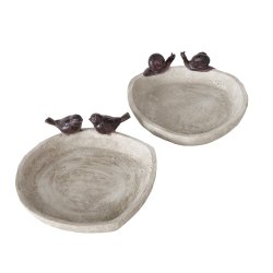 Fuglebad Fugle/Snegle Brun Polyresin 6x21 cm