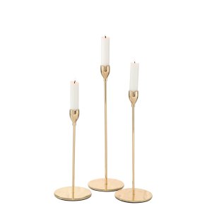 Lysestage St m/3 stk. Guld Jern/Metal H: 23-33 cm D: 10 cm