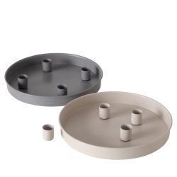 Fad m/magnetiske lysholdere H: 3 D: 25 cm Metal/Jern Gr/Sand 2 Varianter 