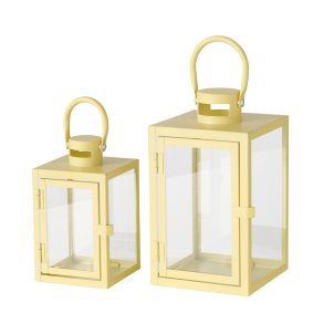 Lanterne gul Jernpulverlakeret lille: 11x17,5 cm/ stor: 14x23,5 cm