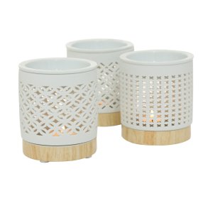 Lysestage til Duftolie Beige/Hvid Porceln/Keramik H: 11 D: 8 cm Leveres Assorteret