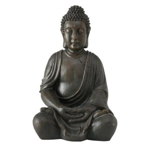 Buddha Figur Siddende Brun H: 50 B: 32 D: 26 cm. Poly