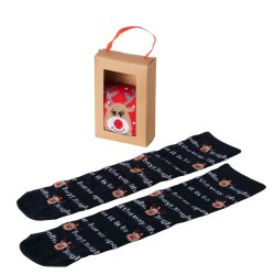 Julesokker 2 par Hjort &amp; Tekst Str. 35-38  Polyester, Elastan Mrkebl, Rd