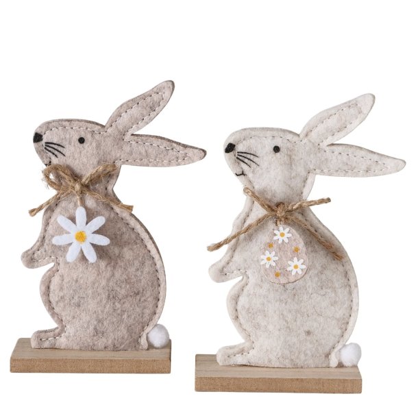 Kanin figur Hvid/Brun Krydsfiner, polyester D:7,7 B:3,7 H:12cm