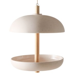 Rundt Fuglefoderhus til ophng H: 26 cm D: 21 cm Plast/Tr/Bambus Hvid