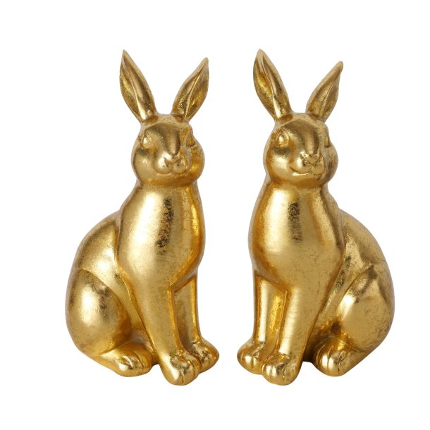 Kaninfigur i guld (leveres assorteret) Polyresin L:8 B:6 H:14 cm