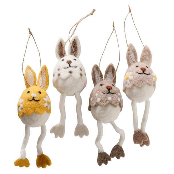 P�ske�g/hare uld polyester beige/creme/hvid/gul L:5 B:5 H:16 cm