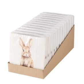 Servietter med kanin 20 pcs. Beige, cremehvid 16,5x16,5 cm