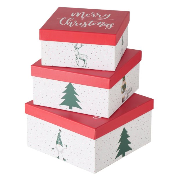 sker m/julemotiv Rd/Hvid Papir/Pap - Flere Strrelser