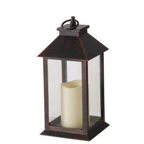 LED Batteri Lanterne m/Timer H: 30 B: 14 D: 14 cm. Sort