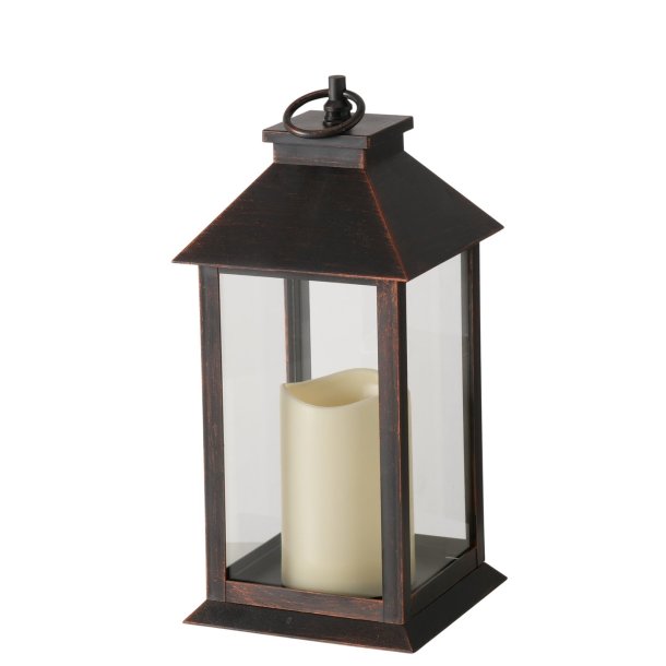 LED Batteri Lanterne m/Timer H: 30 B: 14 D: 14 cm. Sort