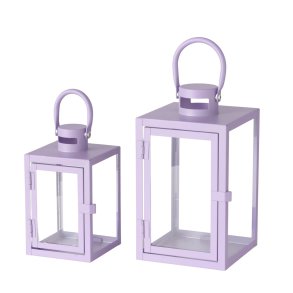 Lanterne lilla Jernpulverlakeret Lille: 11x17,5 cm/Stor: 14x23,5 cm