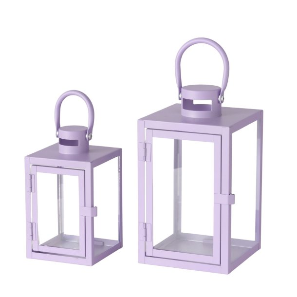 Lanterne lilla Jernpulverlakeret Lille: 11x17,5 cm/Stor: 14x23,5 cm