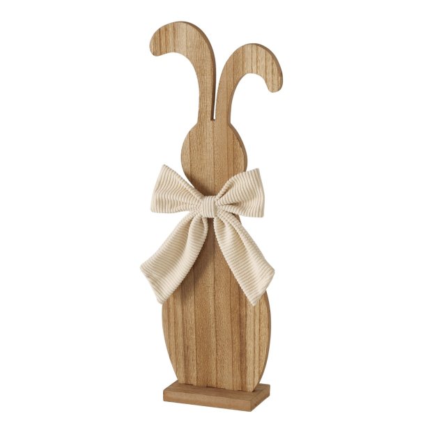 Kaninfigur i tr� m/sl�jfe Brun L:15 B:6 H:40 cm