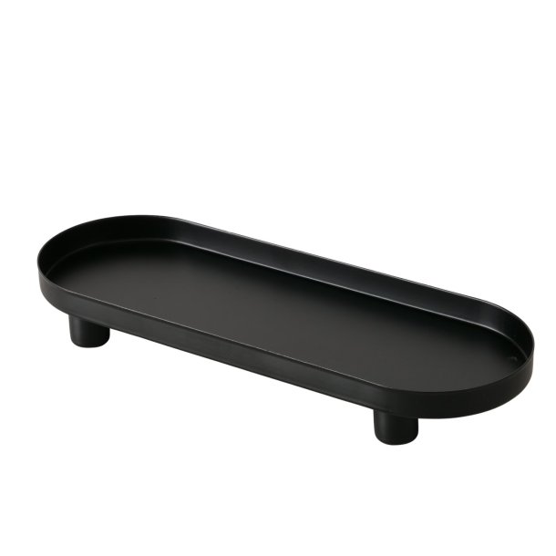 Oval Bakke Sort Jern/Metal H: 3,7 B: 10 L: 28 cm