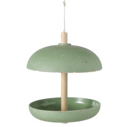 Rundt Fuglefoderhus til ophng H: 26 cm D: 21 cm Plast/Tr/Bambus Grn
