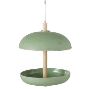 Rundt Fuglefoderhus til ophng H: 26 cm D: 21 cm Plast/Tr/Bambus Grn