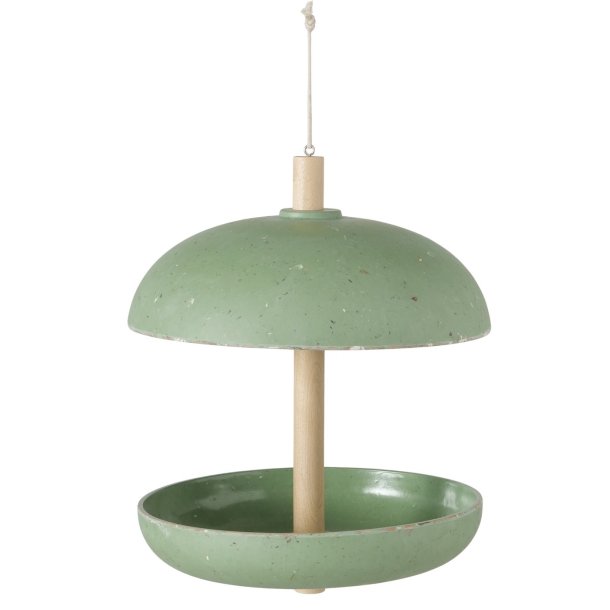 Rundt Fuglefoderhus til ophng H: 26 cm D: 21 cm Plast/Tr/Bambus Grn